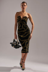 SHIMMER IN GOLD MIDI DRESS