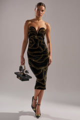 SHIMMER IN GOLD MIDI DRESS