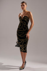 SHIMMER IN GOLD MIDI DRESS