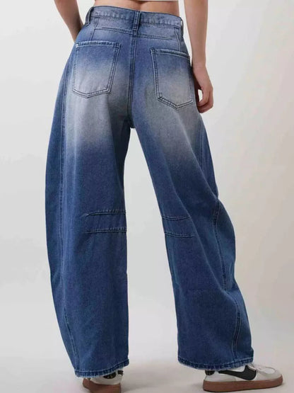 Hazel Blues® |  Distressed Wide Leg Jeans