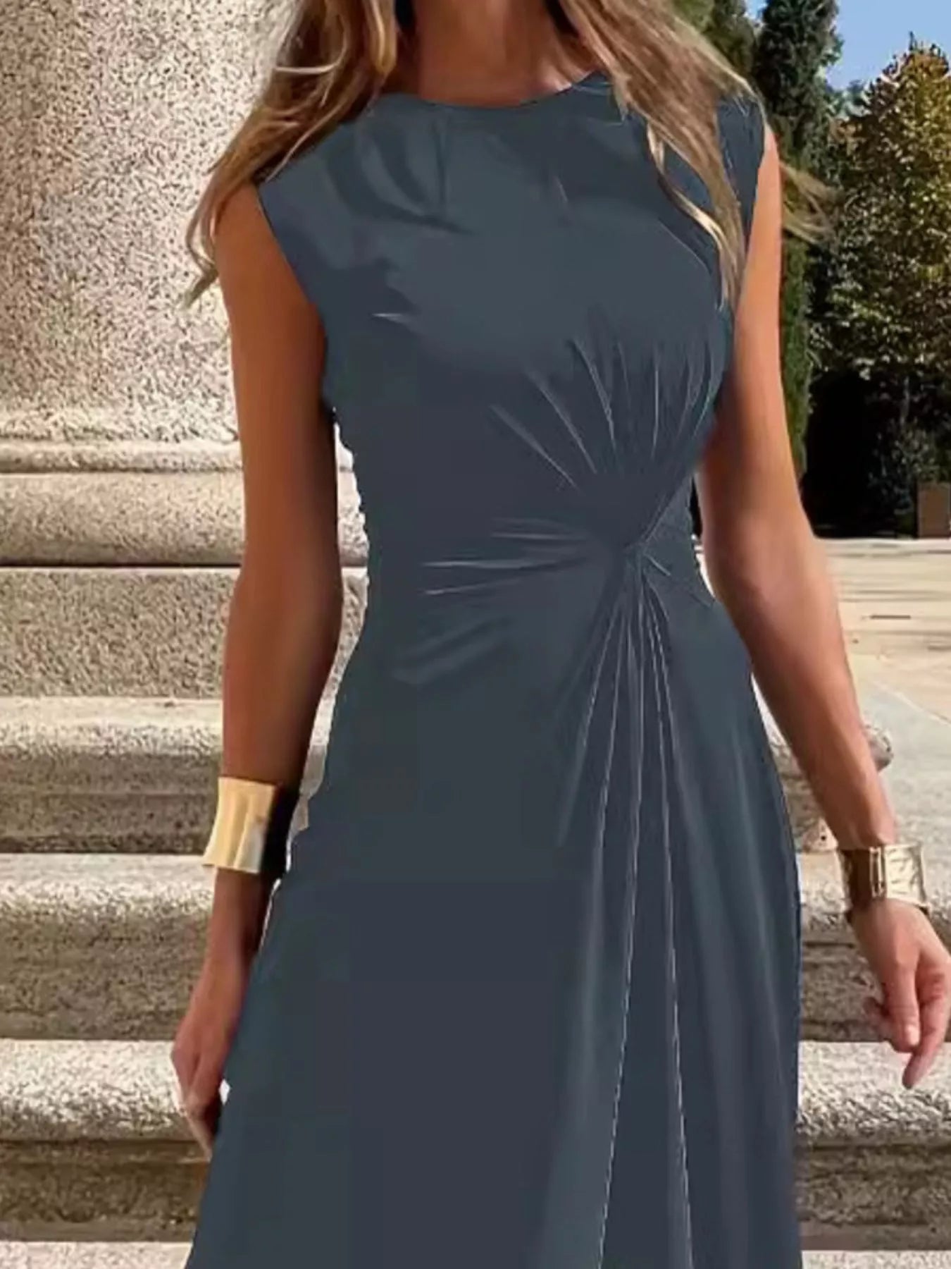 Hazel Blues® |  Twisted Round Neck Sleeveless Maxi Dress