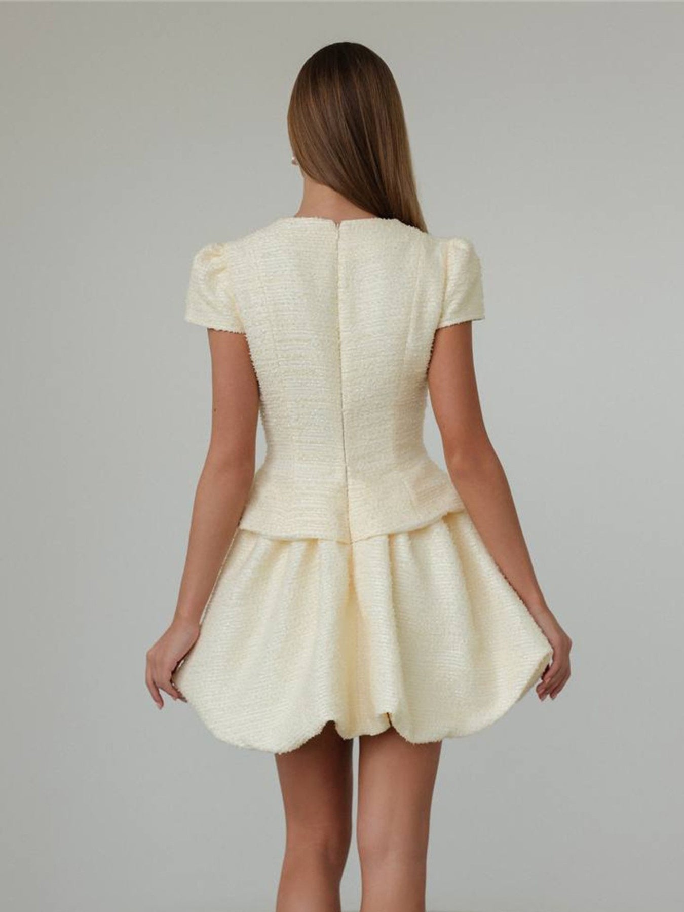 Hazel Blues® |  Button Up Short Sleeve Top and Bubble Hem Skirt Set