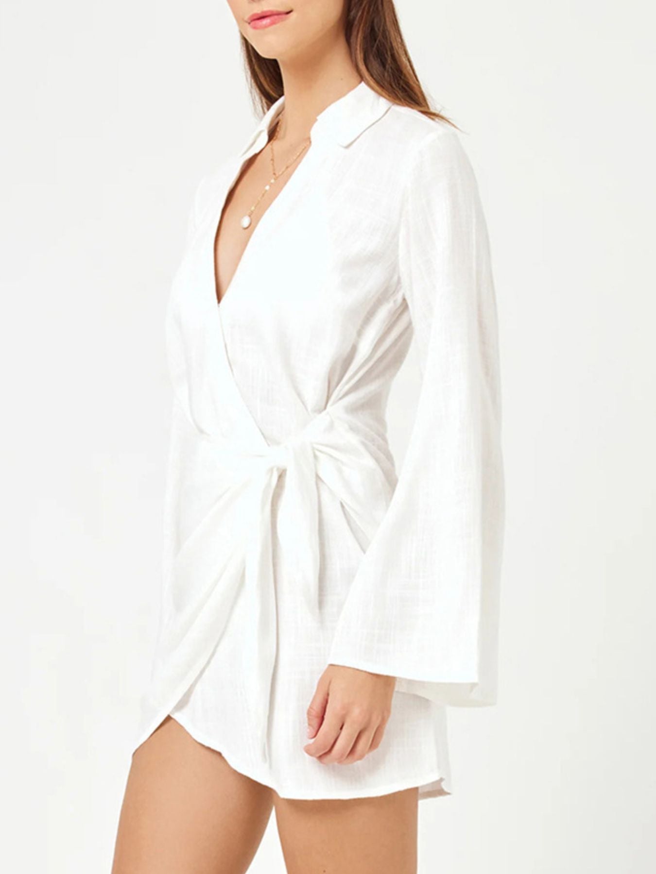 Hazel Blues® |  Tied Long Sleeve Cover Up Dress