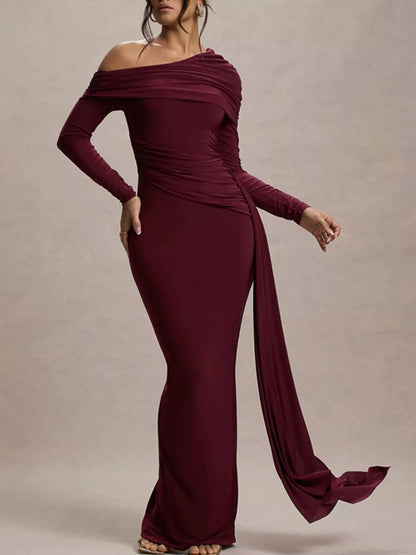 Hazel Blues® |  One-Shoulder Ruched Maxi Dress