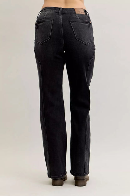 Hazel Blues® |  Judy Blue Mid Rise Straight Western Seam Detail Jeans
