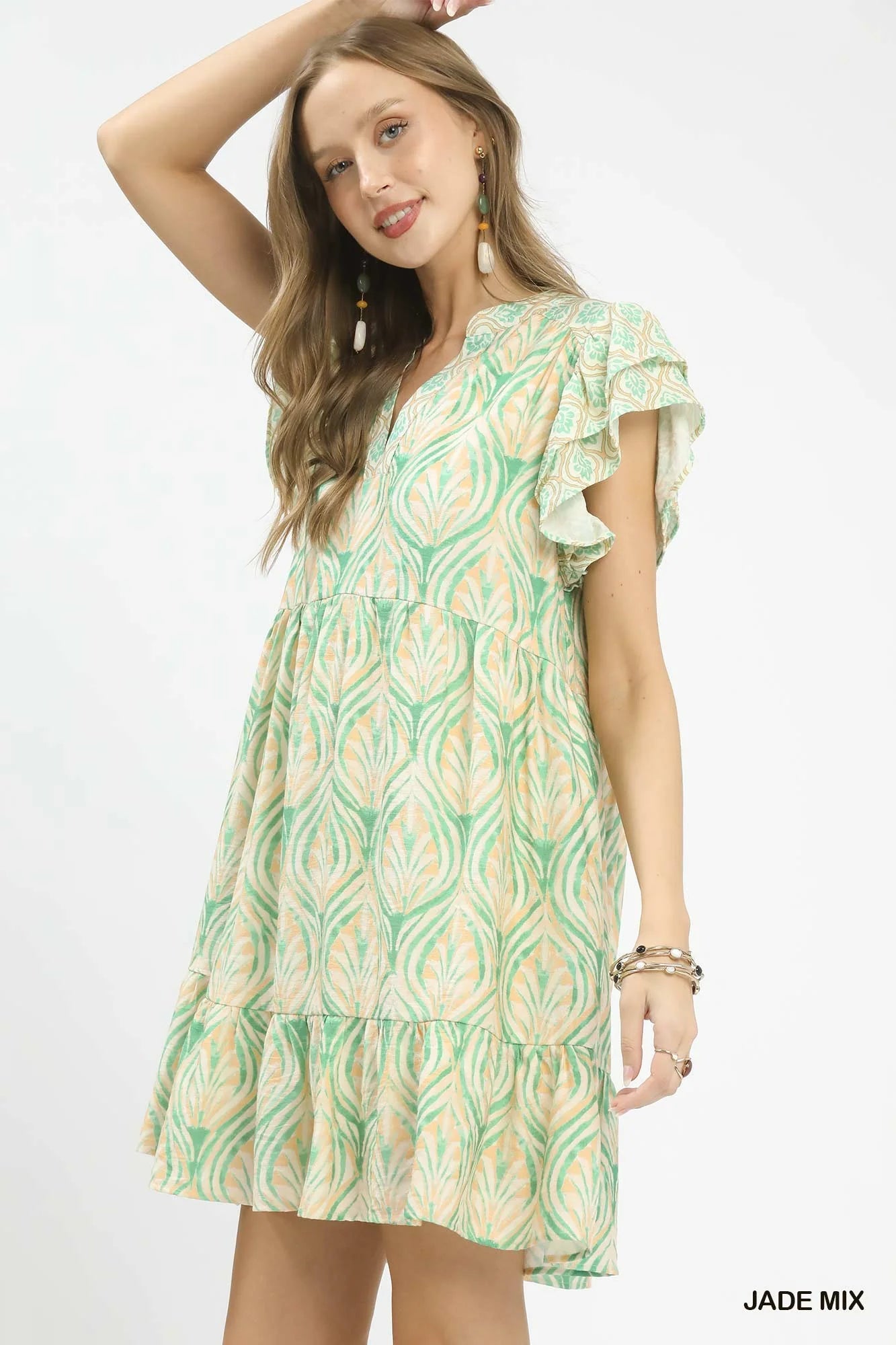 Hazel Blues® |  Umgee Mix Printed Flutter Sleeve Dress