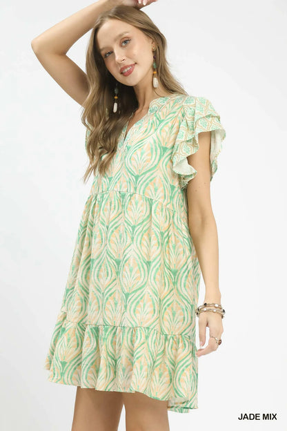 Hazel Blues® |  Umgee Mix Printed Flutter Sleeve Dress