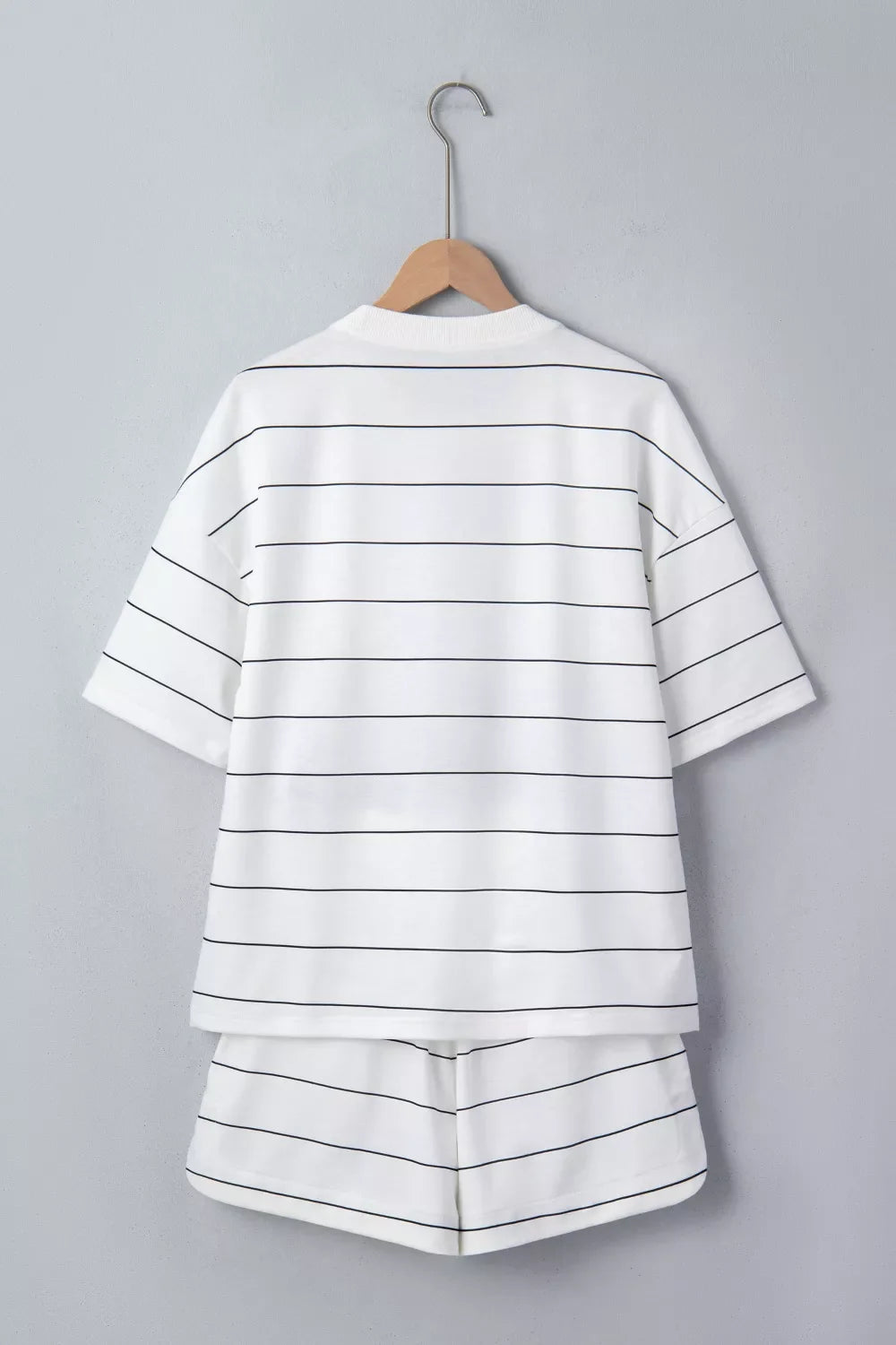 Hazel Blues® |  Stripe Half Sleeve Tee and Drawstring Shorts Set