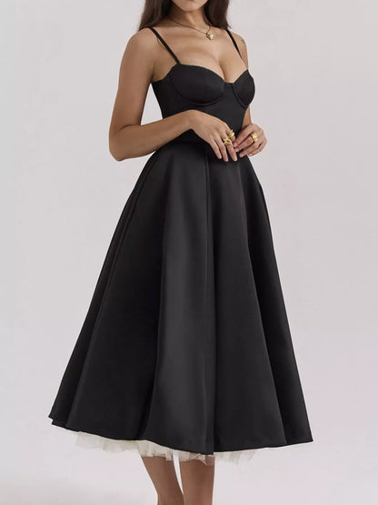 Hazel Blues® |  Sweetheart Neck A-Line Midi Dress