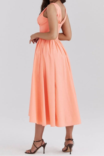 Hazel Blues® |  Ruched V-Neck Sleeveless Dress with Pockets