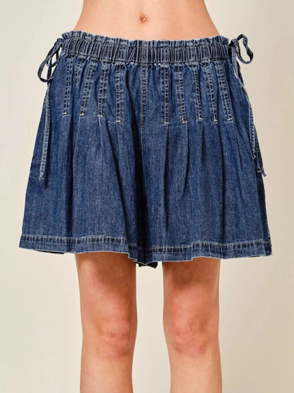 Hazel Blues® |  Pleated Elastic Waist Denim Shorts