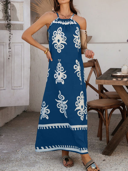 Hazel Blues® |  Devine Grecian Neck Printed Maxi Dress