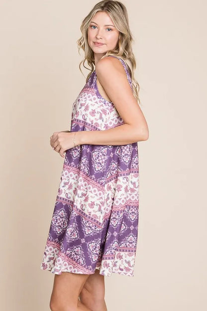 Hazel Blues® |  BOMBOM Bohemian Print Sleeveless Dress