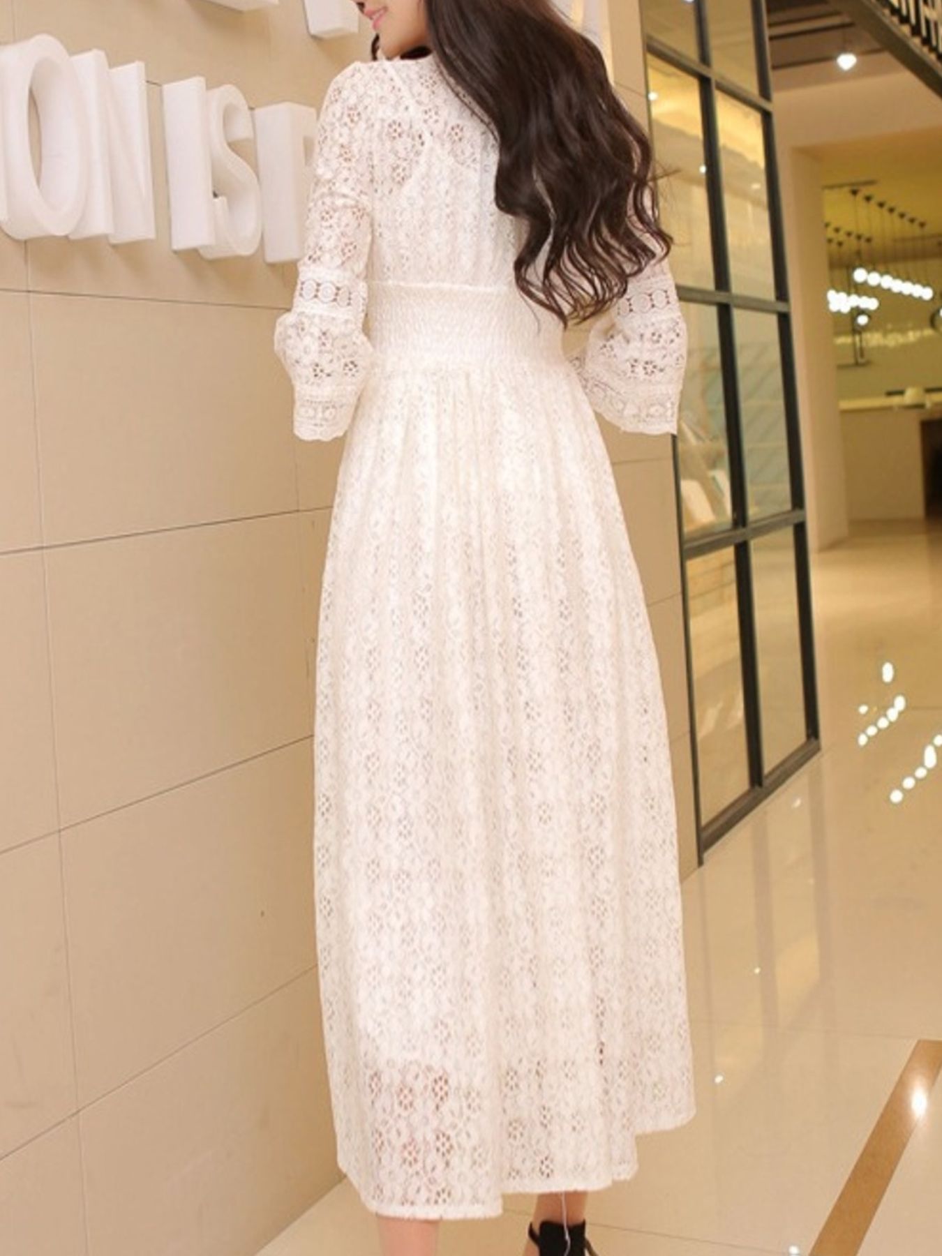 Hazel Blues® |  Lace 3/4 Sleeve Midi Dress