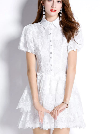 Hazel Blues® |  Lace Puff Sleeve Mini Dress