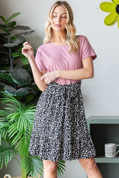 Hazel Blues® | Heimish Short Sleeve Solid And Animal Print Mini Dress