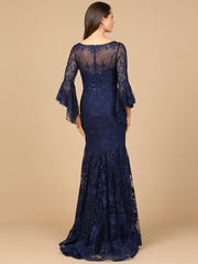Lara Dresses 28906 Beaded Long Bell Sleeve Evening Formal Dress