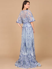 Lara Dresses 28984 Long Formal A Line Cape Sleeve Evening Dress
