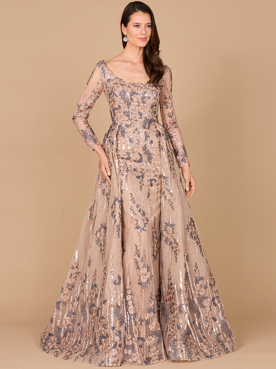 Lara Dresses 28990 Long Sleeve Formal Overskirt Evening Dress