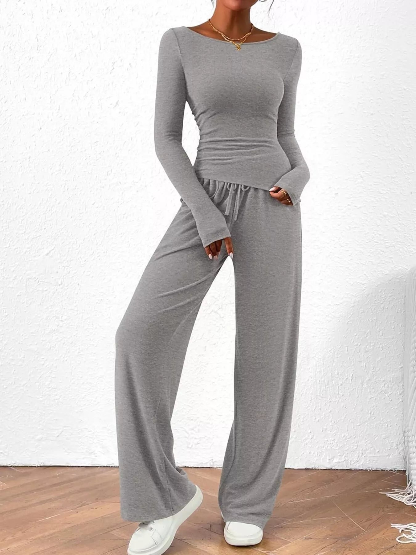 Hazel Blues® |  Long Sleeve Top and Wide Leg Pants Set