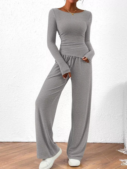 Hazel Blues® |  Long Sleeve Top and Wide Leg Pants Set