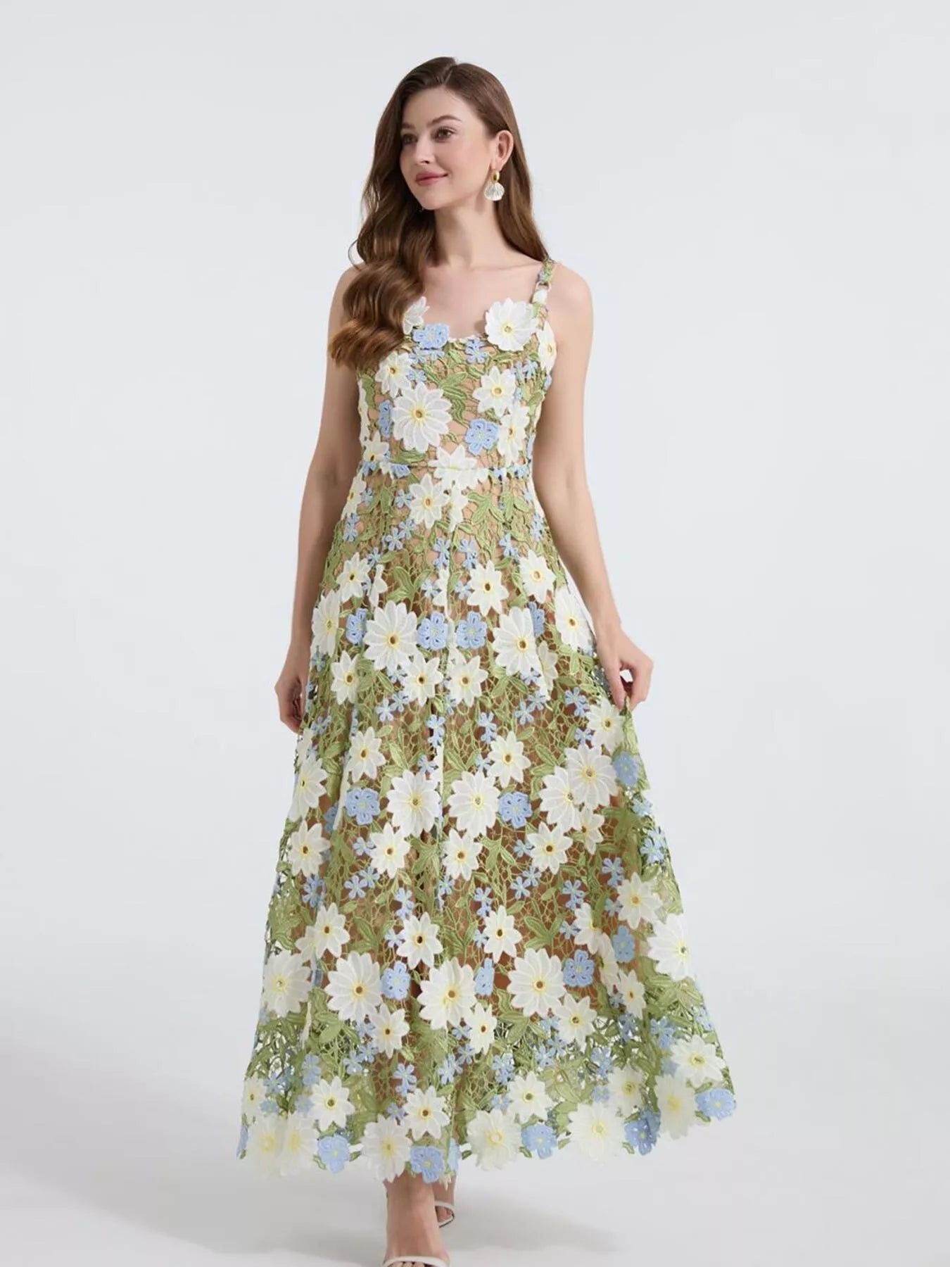 Hazel Blues® |  Floral Embroidered Maxi Dress