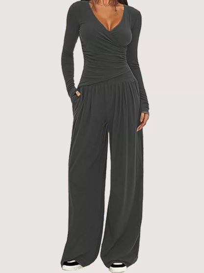 Hazel Blues® |  Casual Long Sleeve Top and Wide Leg Pants Set