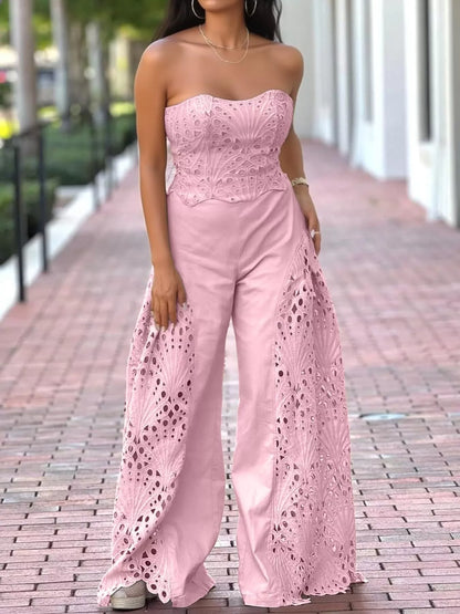 Hazel Blues® |  Hollow-Out Tube Top and Pants Two-Piece Set