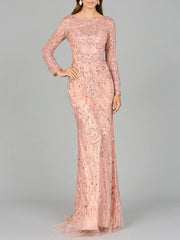 Lara Dresses 29050 Long Sleeve Formal Beaded Lace Evening Dress