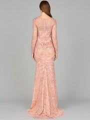 Lara Dresses 29050 Long Sleeve Formal Beaded Lace Evening Dress