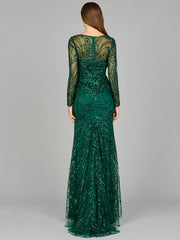 Lara Dresses 29050 Long Sleeve Formal Beaded Lace Evening Dress