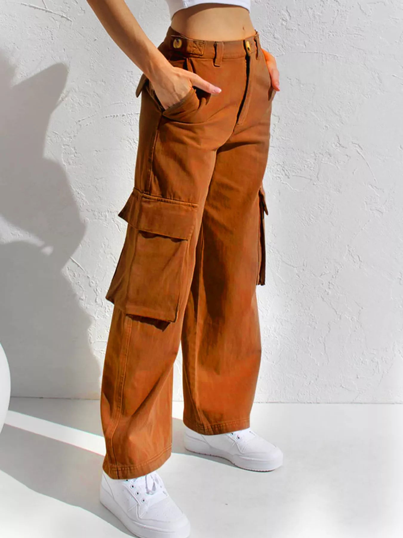 Hazel Blues® |  High-Waisted Wide Leg Cargo Jeans