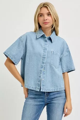 Hazel Blues® |  RISEN Oversized Half Sleeve Cropped Shirts