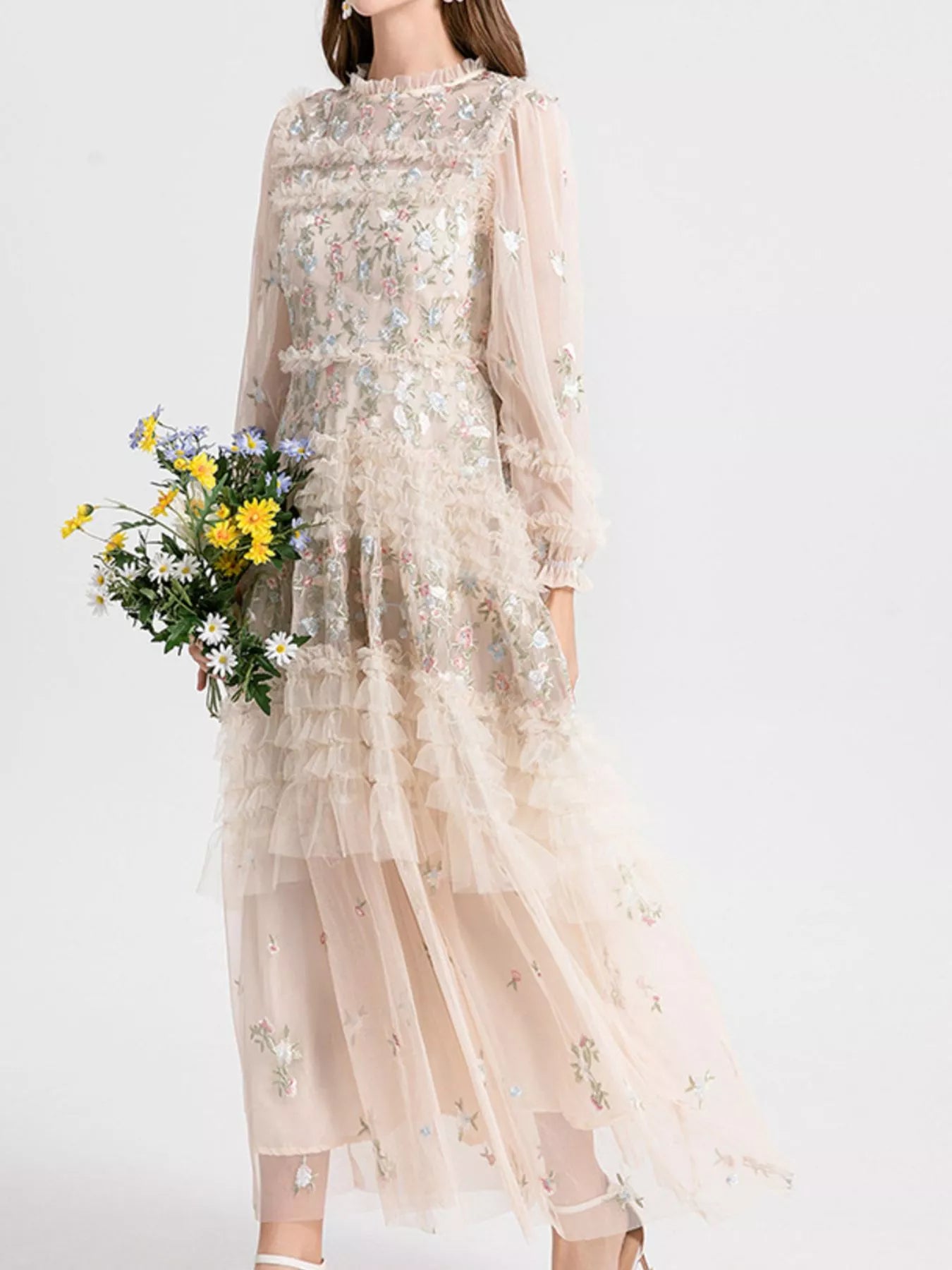 Hazel Blues® |  Floral Tulle Layered Maxi Dress