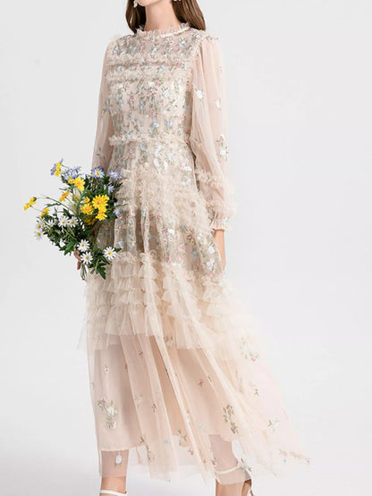 Hazel Blues® |  Floral Tulle Layered Maxi Dress