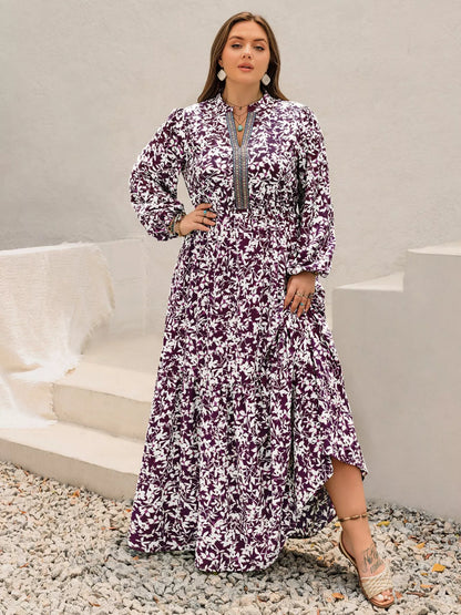 Hazel Blues® | Floral Print Maxi Dress with Long Sleeves