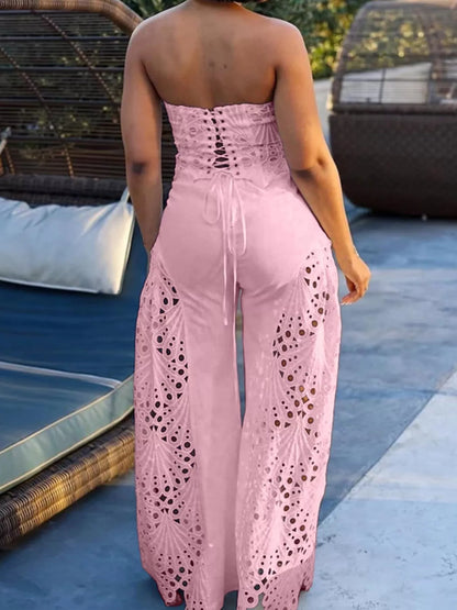 Hazel Blues® |  Hollow-Out Tube Top and Pants Two-Piece Set