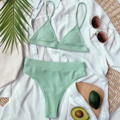 Hazel Blues® | Spaghetti Strap Ribbed Bikini Set