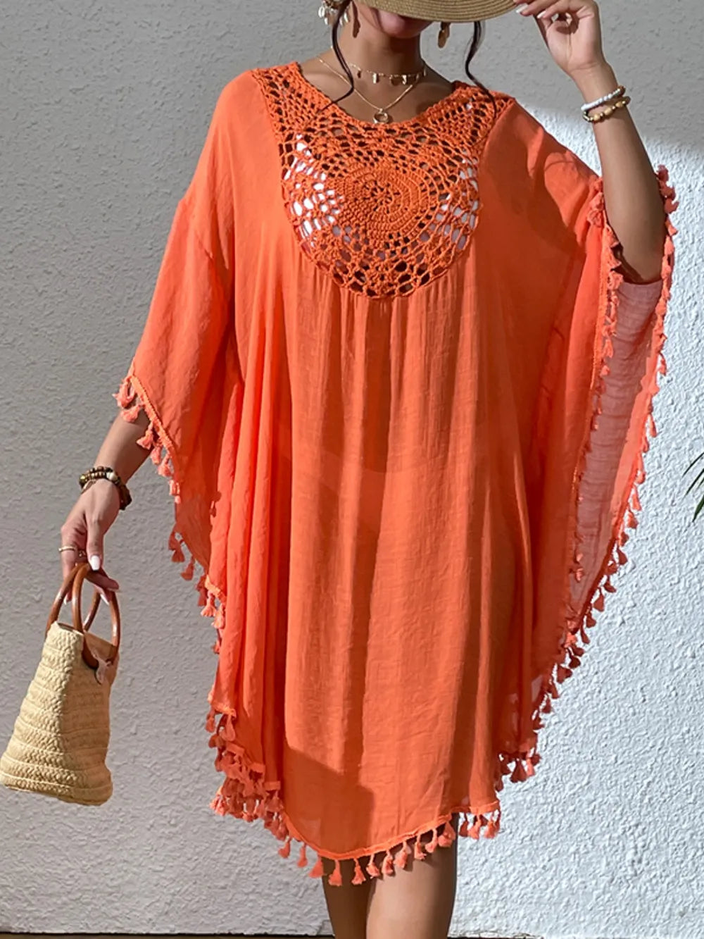 Hazel Blues® | Tassel Cutout Scoop Neck Cover-Up Dress