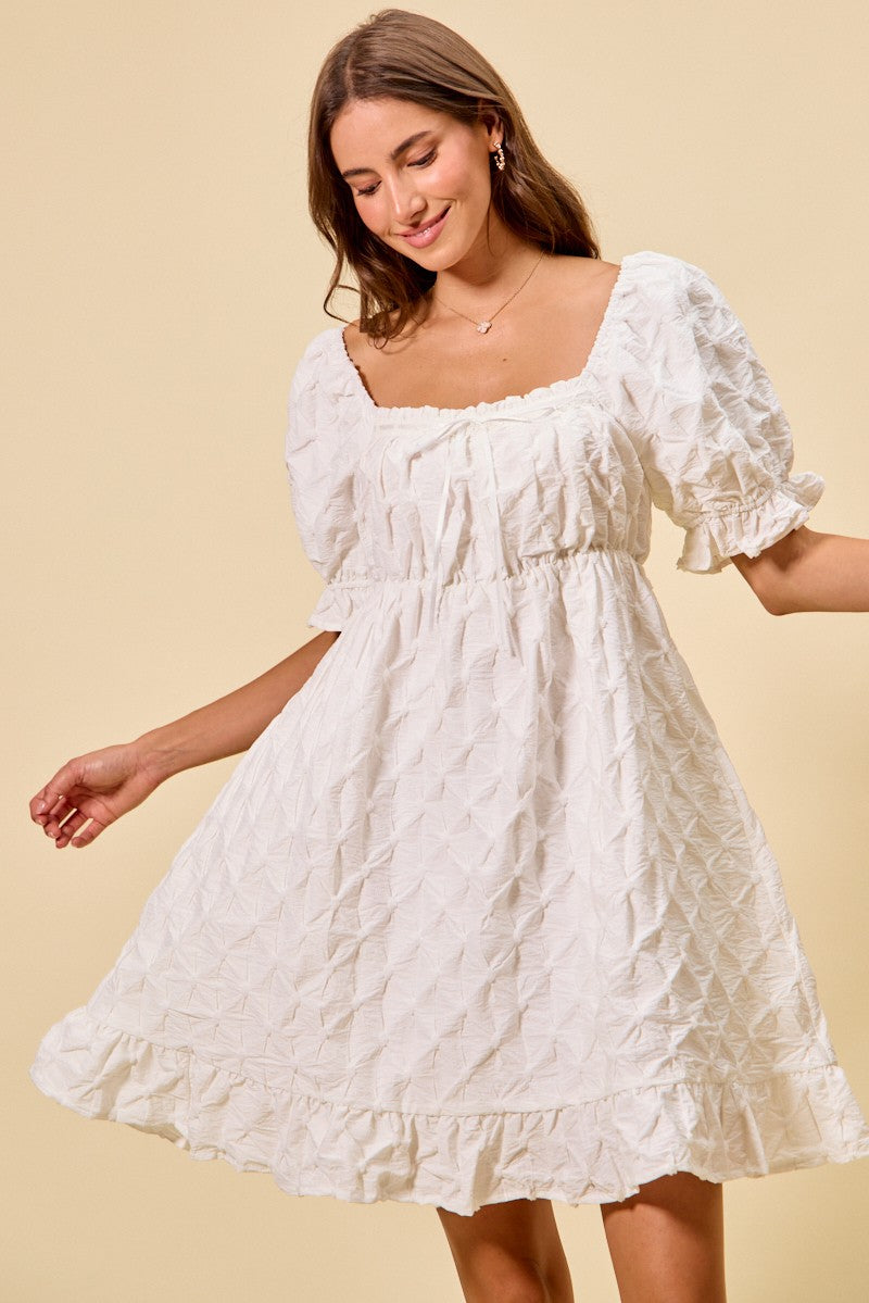 Hazel Blues® |  SO ME Texture Woven Ruching On Bust Mini Dress