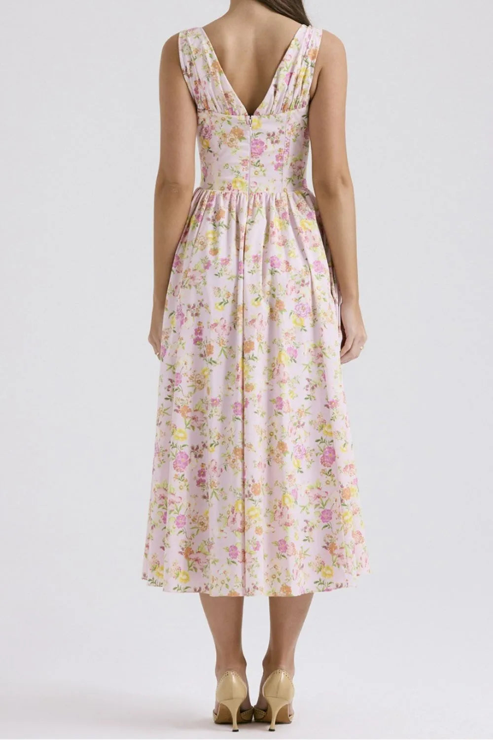 Hazel Blues® |  Floral V-Neck Sleeveless Midi Dress with Pockets