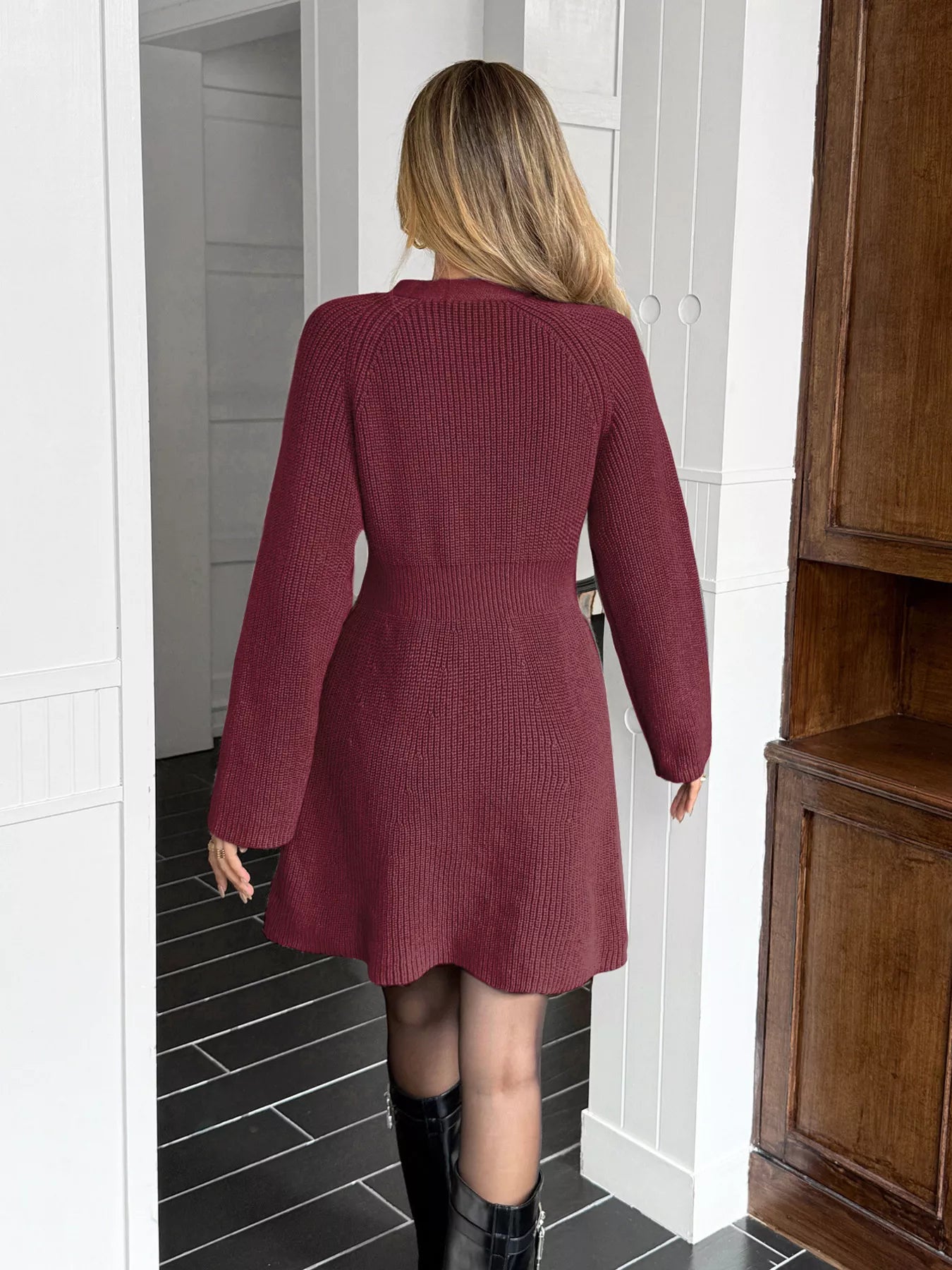 Hazel Blues® |  Button-Down Knitted Sweater Dress