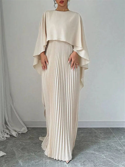 Hazel Blues® |  Cape Pleated Maxi Dress