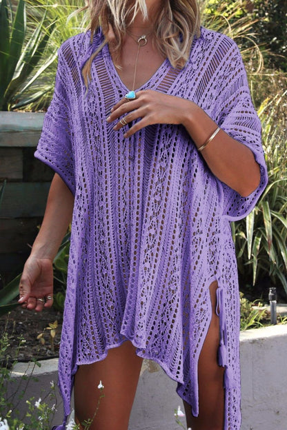 Hazel Blues® | Cutout V-Neck Cover-Up with Tassel