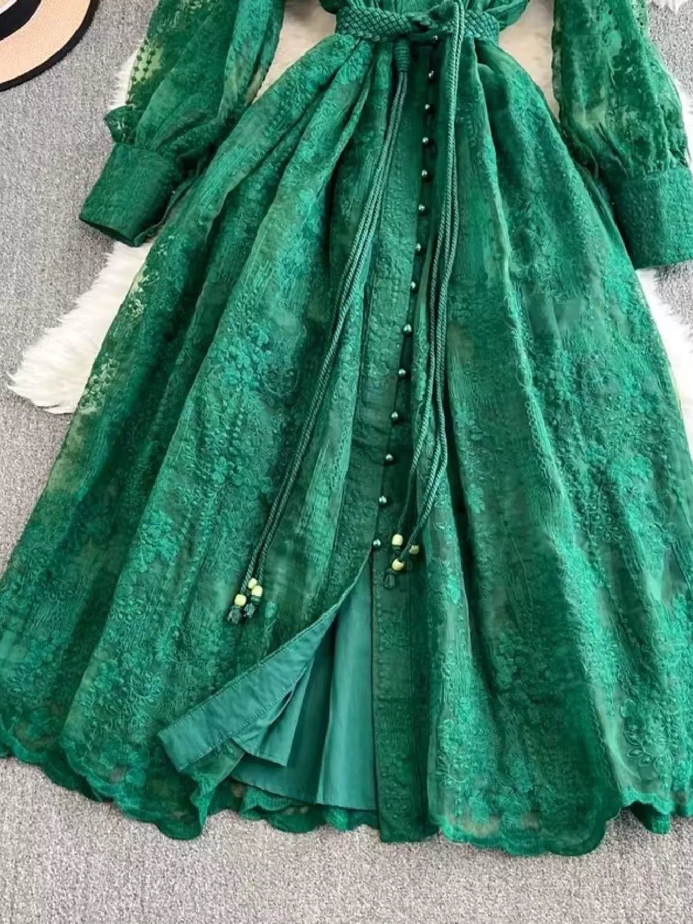 Hazel Blues® |  Lace Tie Waist Long Sleeve Dress