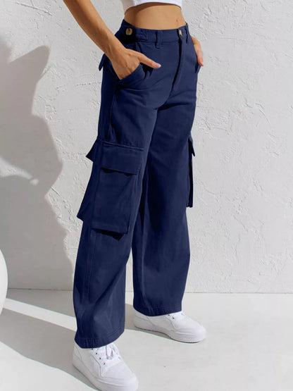 Hazel Blues® |  High-Waisted Wide Leg Cargo Jeans