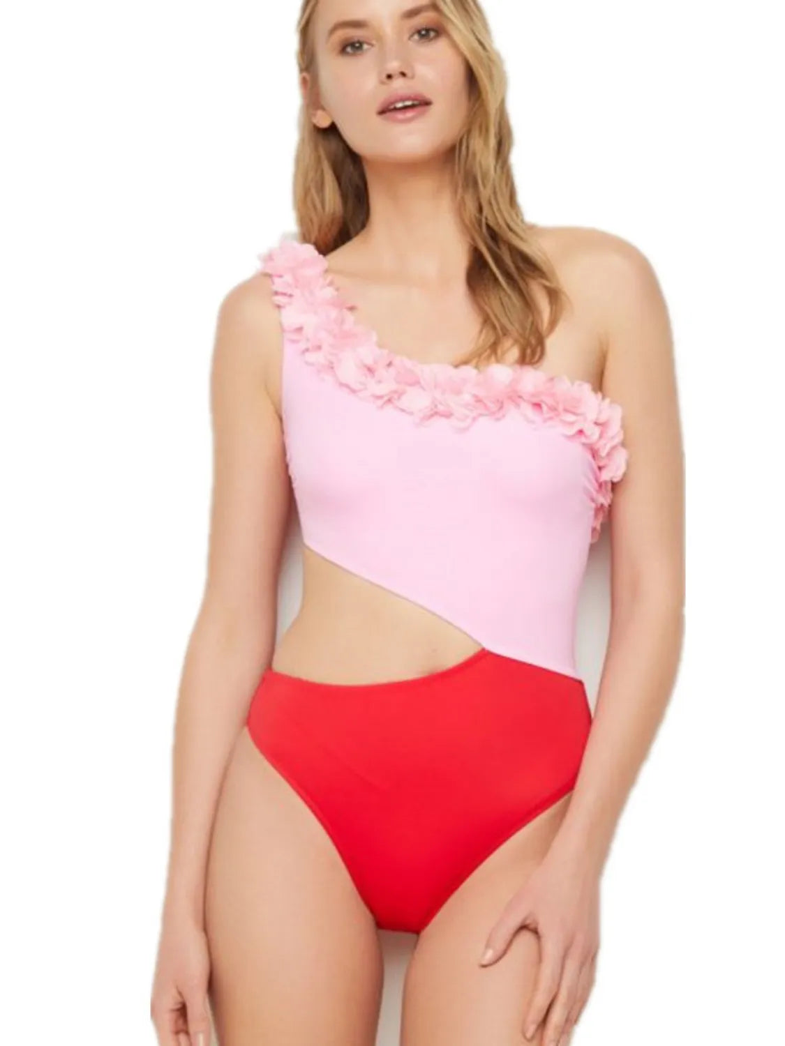 Hazel Blues® | Mommy&Me Cutout One Shoulder Contrast One Piece Swimwear