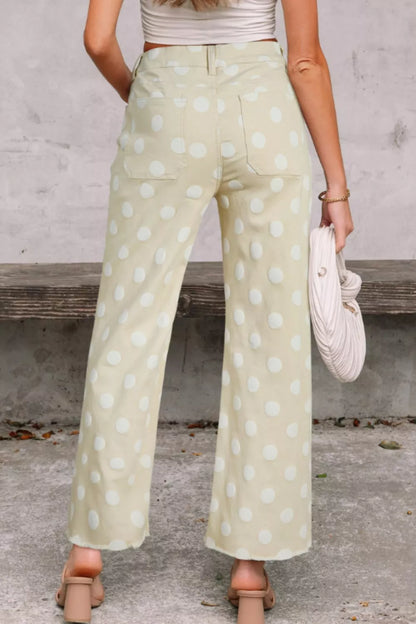 Hazel Blues® |  Polka Dot High-Waisted Wide Leg Jeans