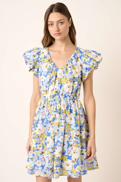 Hazel Blues® |  Mittoshop Floral V-Neck Cap Sleeve Mini Dress