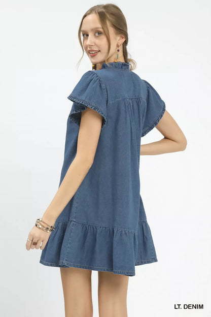 Hazel Blues® |  Umgee Ruffled Washed Denim Dress